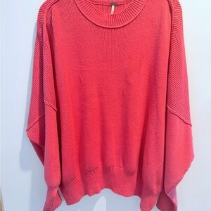 Free People Vibrant Pink Crew Neck Sweater
